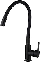 INGUZ | Flexible Kitchen Tap 360º | Flexible Silicone Hose | Includes Splash Proof Aerator and Accessories | Kitchen Faucets Swivel Swivel Single-Handle | Kitchen Sink Tap, Full Black
