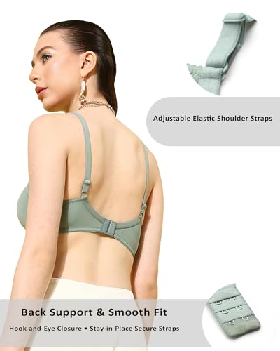 Image of Leading Lady Women Printed Lightly Padded Non Wired Seamless T-Shirt Bras | Adjustable Straps | Full Coverage | Everyday Bra (Pack of 1)