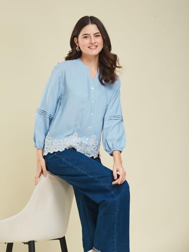Image of J TURRITOPSIS Women's Rayon Stylish Embroidered Shirt