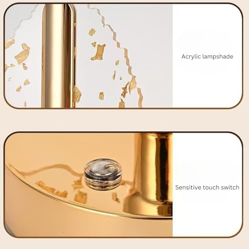 Image of One94Store 3D Acrylic LED Night Lamp with Gold Base - Starry Sky Waist Design 2, Touch Control Cordless Decorative Table Light for Bedroom, Living Room & Home Decor (Pack of 1, Plastic Body)