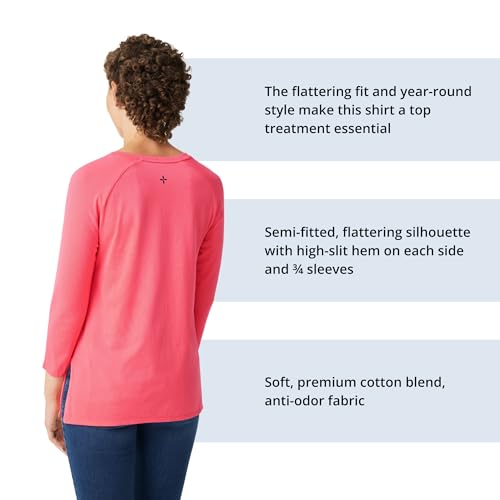 Care+Wear Women's Berry Dual Port Access Shirt - Large, 3/4 Sleeve, Relaxed Fit Shirt for Chemo Patients, Medical Treatment