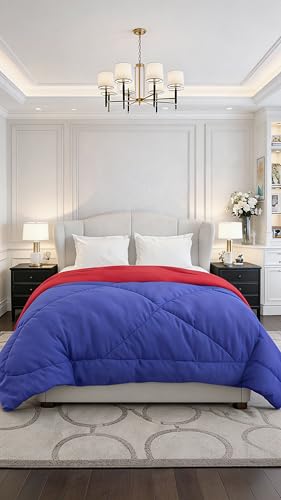 Image of Monte Carlo Polyester Comforter Double Bed | 200 GSM Lightweight & Reversible | Soft Quilt for Mild Winter | Easy Care All Season Comforter (Blue /Maroon) | 87 x 94 Inches