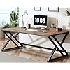 HSH Rustic Long Computer Desk Industrial Large Wood Metal Office Desk Wood Pc Writing Work Study Computer Table Desk Farmhouse Workstation Gaming Executive Desk for 2 Person Rustic Oak 70 Inch