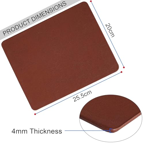 Image of Storite PU Leather Mouse Pad with Non-Slip PU Base, DEST mat Suitable for Computers, Laptop, Office & Home (255mm x 200mm x 4mm, Brown)