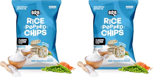 Image of BRB Rice Popped Chips | Classic Salted Flavour | Not Fried. Not Baked | High Protein | 50% Less Oil, No Palm Oil, Healthy Snack | 48g /54g Pack (weight may vary) (Pack of 2)
