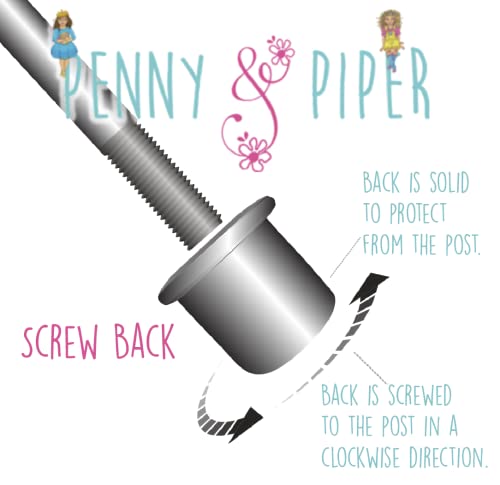 Penny & Piper Toddler Screwback Earrings Hypoallergenic for Ages +3 - Sterling Silver Earrings for Little Girls & Kids Stud Earrings - (Unicorn Glitter with Gem, 1 Pair)3