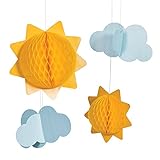 You are My Sunshine Sun and Clouds Tissue Balls - 4 Hanging Party Pieces