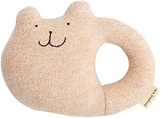 Y-1026 pompkins BABY オーガニックコットン100%【うさぎ・くま・わんこシリーズ】ガラガラ がらがら 日本製 (ブラウン(くま))