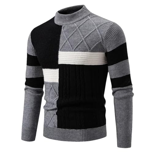 Men's Casual Warm Color Matching Sweater Long Sleeve Knit Top Jumper4