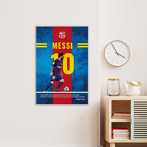 Image of TenorArts Lionel Messi Poster Barcelona Quotes Wall Posters Adhesives on back with Thick 300 GSM Matt Finish Papers (18inches x 12inches)