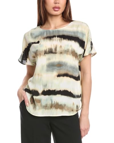 Chemisier femme Anne Klein col bateau multicolore haut manches courtes M
