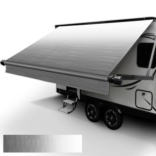 Dulepax RV Awning Fabric Replacement(18'2" Fabric) Heavy Duty 18.5oz Vinyl Camper Awning Replacement, UV-Resistant, Weatherproof Universal Fade Gray Outdoor Canopy for RV, Motorhome, Trailer