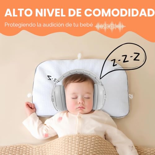 Miniatura 5 de Protección Auditiva Para Bebé, Auriculares 2 En 1, Con Diadema Ajustable Y Acolchado, Orejeras Para Niños Hasta 4 Años, Adecuadas Para Dormir Y Viajar