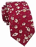 BHHJKK Corbata de lino y algodón para hombre, corte estrecho, color liso, Floral granate, Talla única