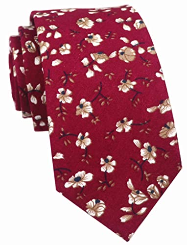 Image of Elfeves Men's Skinny Solid Color Tie Causal Cotton Linen Narrow Slim cut Necktie