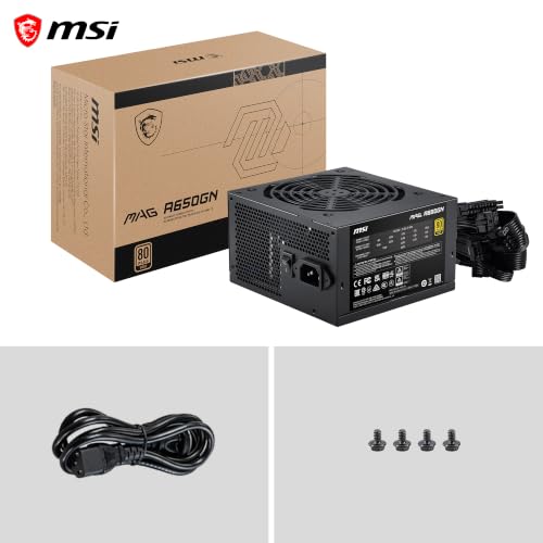 Image of MSI MAG A650GN II Gaming Power Supply - 80 Plus Gold - ATX 3.1 Ready - 650W - Non-Modular - Low Noise ATX PSU