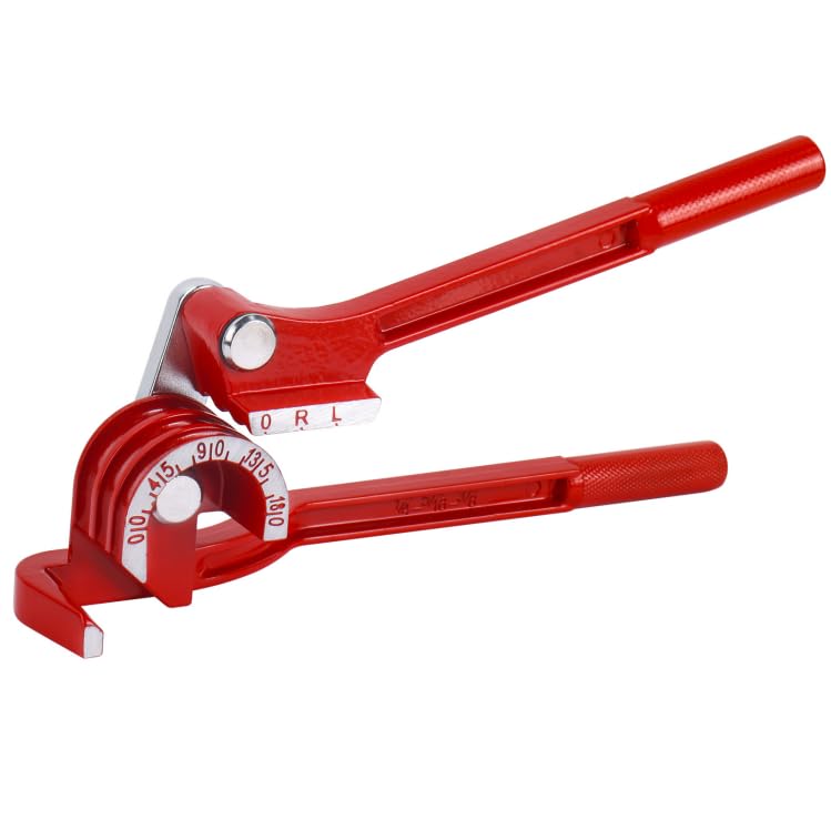 51006 Manual Lever Tube Bender(Red),3-in-1 Pipe Bender Tool,180 Degree Copper Pipe Bender For 1/4