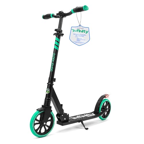 SereneLife Patinete niño, con luces, plegable, ajustable, adolescentes, adultos, freno manillar, dos ruedas, barra en T, facil maniobra