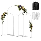 COLRASN Metal Arch Backdrop Stand Set of 3 Wedding Arches for Ceremony Bridal Arch Stand 7.2FT & 6.6FT & 6FT Garden Arbor Frame for Wedding Birthday Party Baby Shower Background Decor, White