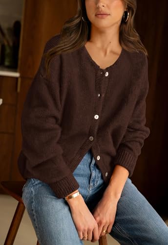 Image of PRETTYGARDEN Long Sleeve Crewneck Button Down Womens Sweaters Fall Open Front Chunky Cardigan Sweaters for Women 2026