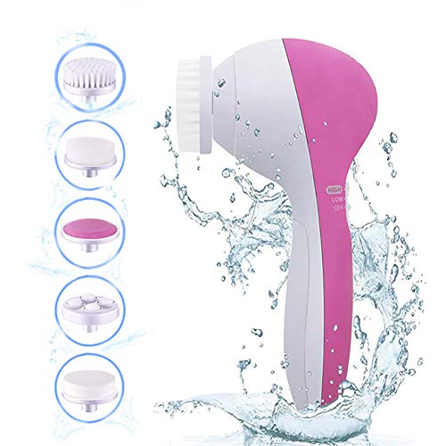 Facial Cleansing Brush,Face Brush,Waterproof Face Skin Spin Brush set with 5 Brush Heads Facial Beauty Brush for Deep Cleansing, Gentle Exfoliating and Removing Blackhead,Skin Beauty Care massager