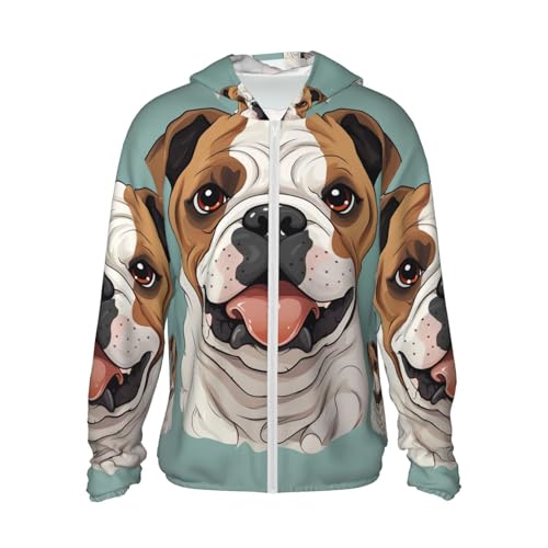 Veste légère UPF 50+ homme et femme avec motif bouledogue anglais amusant