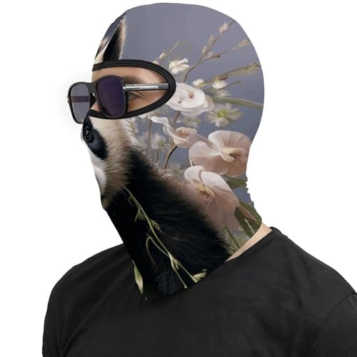 Balaclava para Hombres y Mujeres con Cara de Panda con Flores, Máscara Térmica para Rostro, Protección contra el Frío, para Motociclismo y Esquí, Invierno miniatura 4