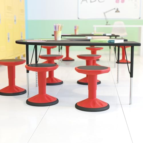 Image of Flash Furniture Carter Adjustable Height Active Learning Stool for Classrooms, Backless Wobble Stool with 360-Degree Swivel, 14 inch - 18 inch H, Red