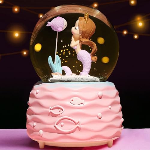 JORMEY Schneekugel für Mädchen, 100 mm Spieluhren mit LED-Lichtern,...