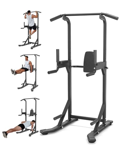 Image of Pull Up Bar Free Standing Power Tower Dip Station, 450 Lb Capacity Carbon Steel Pull Up Station for Home Gym, Adjustable Height for Pullups Chin Ups Dips Knee Raises