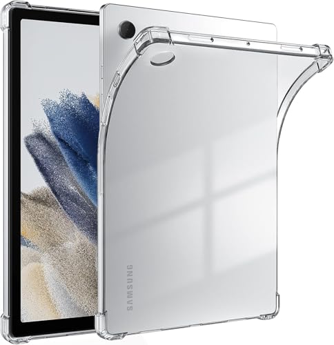 World biz Clear Case for Samsung Galaxy Tab A8 10.5 Inch 2021(SM-X200/SM-X205/SM-X207) Flexible Transparent Soft Bumper TPU Reinforced Corner Shockproof Cover