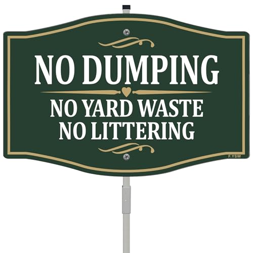 No Dumping No Yard Waste No Littering Sign 12 x 8 With 35 Long Metal Stakes Private Property Sign Stand Aluminum Outdoor Use Yard Business Home Sign