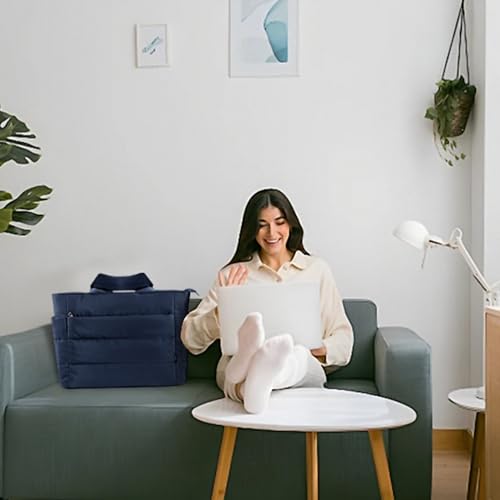 KALIDI Quilted Tote Bag, Carryall Puffer Messenger Laptop Bag Padded Shoulder Large Anti Splash Zipper Casual Work Gym Wome2