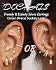 Dochais 13 Pairs Gold Earrings for Women Silver Earrings Hypoallergenic Earring Set Dainty Stud Hoop Huggie Cartilage 316L Surgical Steel Earring set for Multiple Piercings A #2