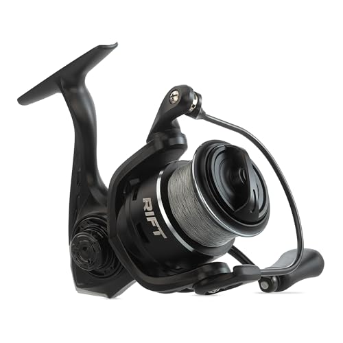 RIFT Chasm Spinning Reel, Carbon Disc Drag System, 5.2:1 Gear Ratio, 7+1 Stainless Steel Ball Bearings, CNC Aluminum Spool, Knurled Spool Center, Ambidextrous (Black/Silver - Loaded, 3000)