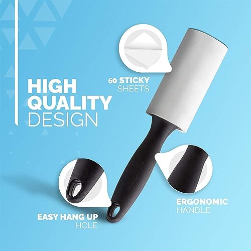 Image of Tails Lint Rollers for Pet Hair, Sticky, Remover for Couch, Clothes Furniture and Carpet. Dog Hair Remover Cat Hair, Animal Fur, Fuzz. 5 Large Lint Rollers(300 Sheets)