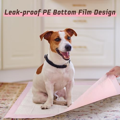 Image of Puppy Pads,Disposable Puppy Training Pads,Super Absorbent Leak-Proof Dog and Puppy Pet Training Pads,Pink Puppy Pads for Puppies,Dogs,Cats,Rabbits(24 inch X 24 inch - 40PCS)
