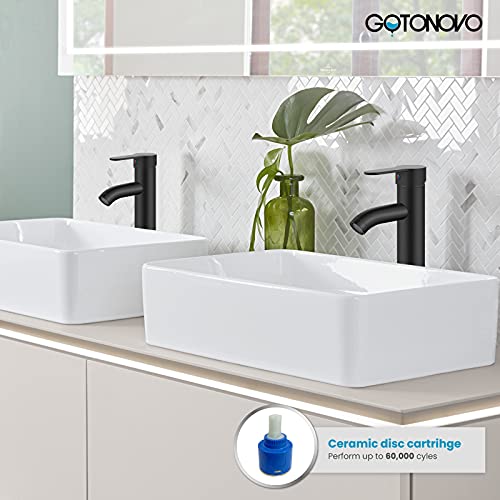Gotonovo Bathroom Vessel Sink Faucet Single Handle Matte Black Lavatory Vanity Mixer Tap Tall Spout Single Hole thumb #3
