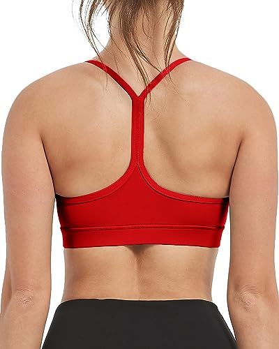 Women 's A–C Cups Y Back Sports Bras Spaghetti Strap Low Impact Racerback Padded Yoga Running Workout Bra