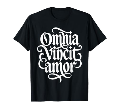 Image of Omnia Vincit Amor Love Will Prevail Gothic Script T-Shirt