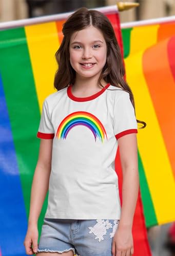Image of Ithalt Kids Pride Shirts for Girls Boys LGBTQ Tshirt Rainbow Graphic Tee Shirt Litter Girls LGBT Gay Pride Tops 5-14y