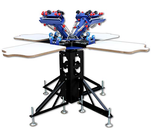 4 Color 4 Station Screen Printing Machine Screen & Platen Rotating Micro-Registration Screen Printing Press Equipment