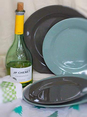 Bowla 12-Piece Melamine Dinnerware Set - Service For 4 (Winter, Green And Beige) #TOP1