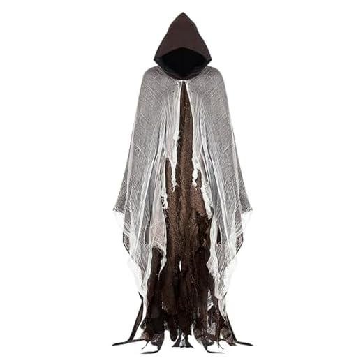 ALINILA Disfraz Halloween Hombre Terror: Fantasma Costume Halloween Capa con Capucha - Disfraz Grim Reaper Bruja Fantasma para Adulto Hombre Mujer (Marrón)