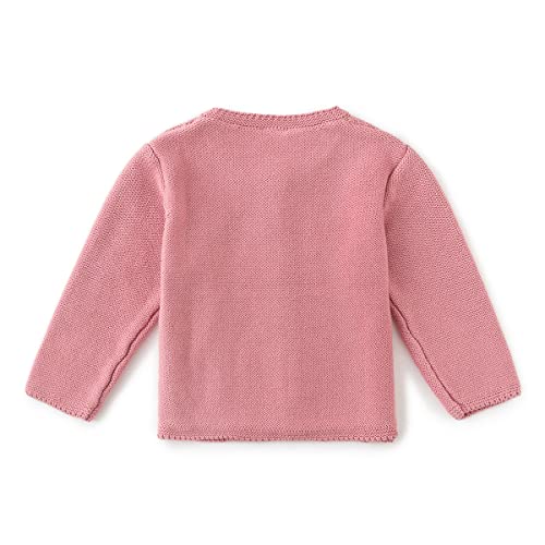 Image of Simplee kids Baby Girl Thin Sweater Solid White Pink Cardigans for Toddler 0-3Years