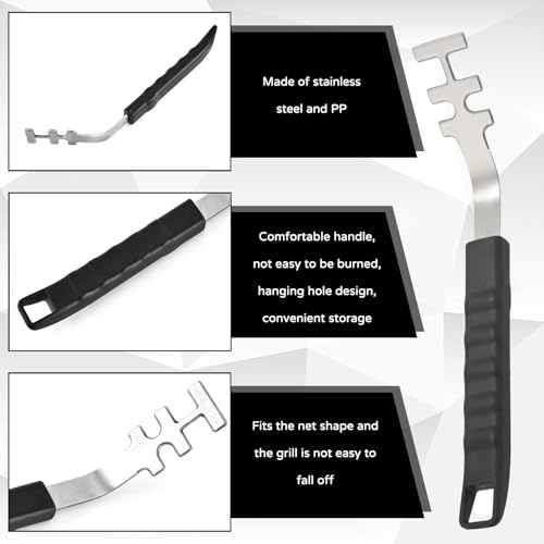 ZFRITP Grillrostheber,2 Stück Grillrost Heber,Anti-Verbrühung Hitzebeständige Grillrostheber, Edelstahl-Grillgitter-Abzieher,Verbrühungsschutz,BBQ Werkzeuge Zubehör,Für Camping
