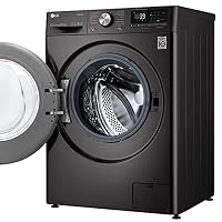 LG F6WV710P2S Waschmaschine (10,5 kg, Energieklasse A, 1.600 U/Min.) mit AI DD (AI Wash), TurboWash 360°, Steam und AquaLock, Schwarz – Ansicht 2