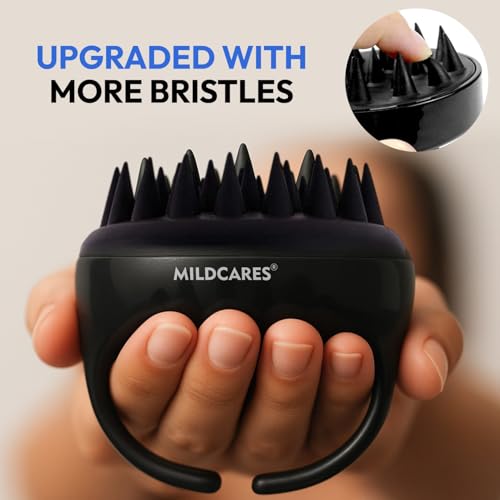Image of MildCares Silicone Body Scrubber & Scalp Massager for Men & Women | Cleanses, Exfoliates & Removes Dead Skin | Super Soft Silicone Bristles for Both Body and Hair | Soft Bristles for Skin & Scalp Cleansing - Set of 2