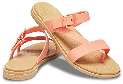 Image of crocs Women's Tulum Toe Post W Grapefruit /Tan Fashion Sandal-6 UK (W8) (206108)