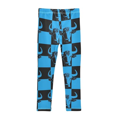 KLL Buffalo Plaid Blue Black Toddler Girl Basic Leggings Comfortable High Waisted Pants Exercise2
